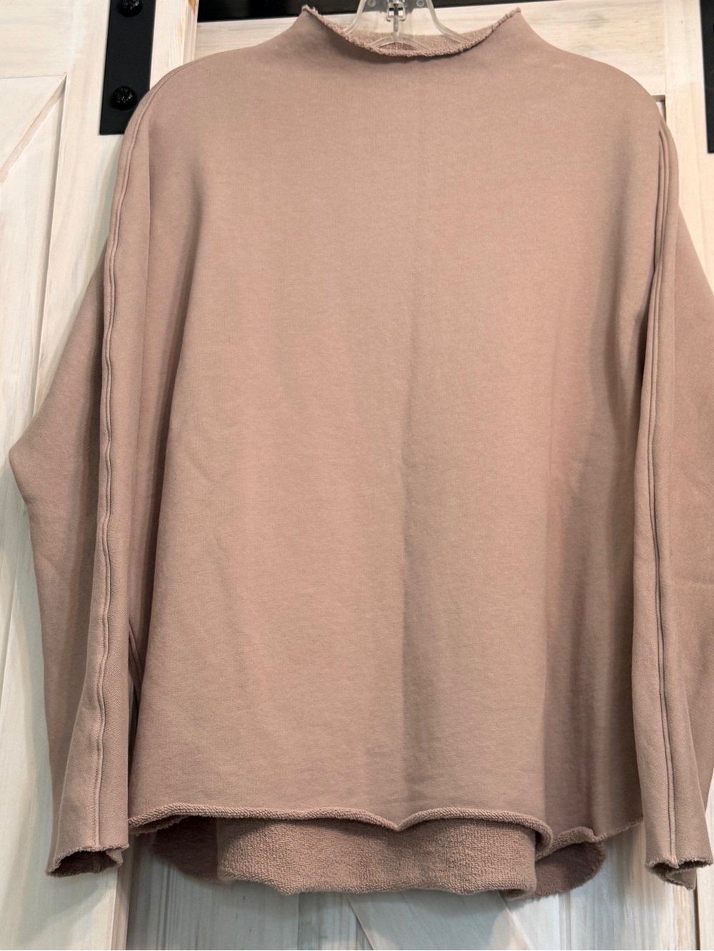 NWOT Frank and Eileen, Effie funnel neck, triple fleece, medium Biscotti tan